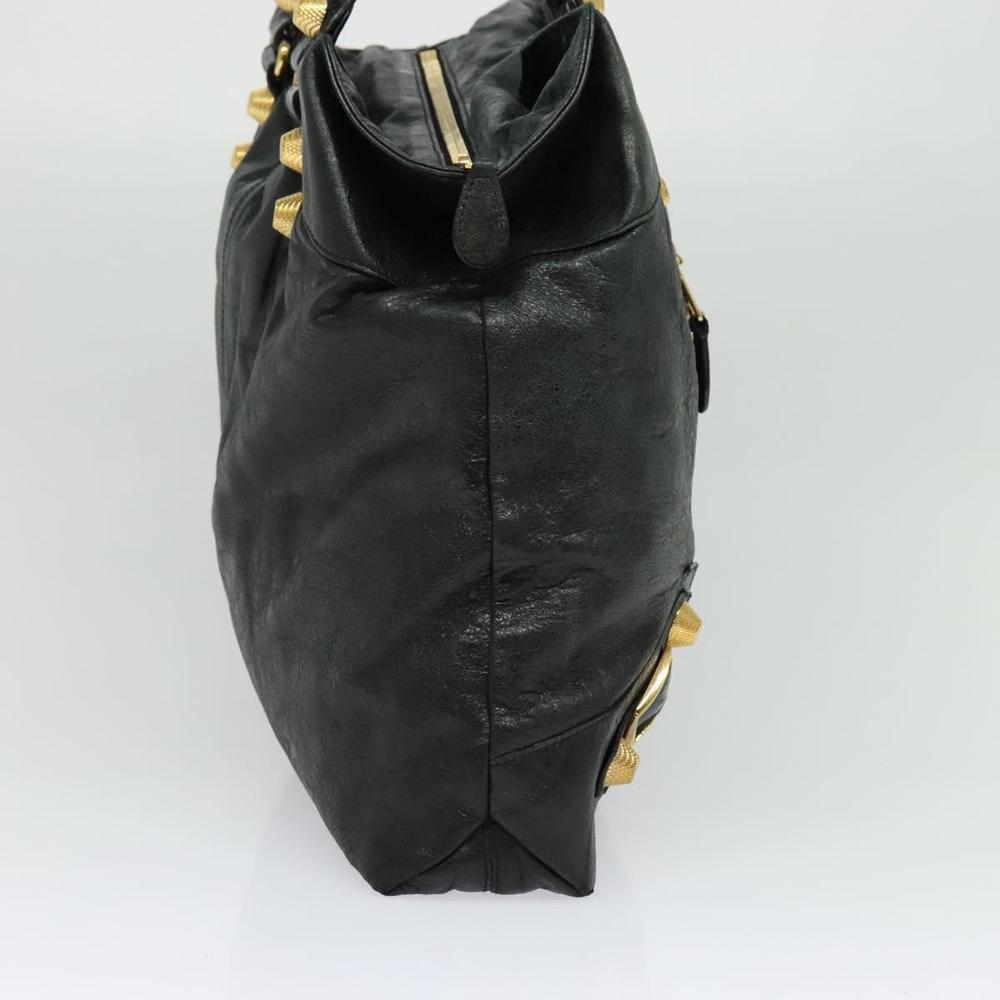 BALENCIAGA The Giant Brief Hand Bag Leather Black Gold Auth 131798 - Picture 4 of 16